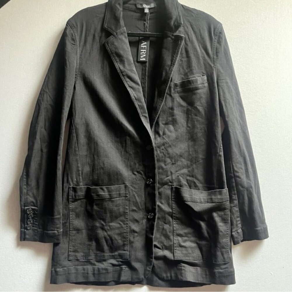 NWT AFRM Black Oversized Longline Double Button Blazer M